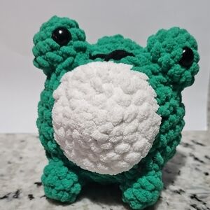 Green and White Plush Frog Toy